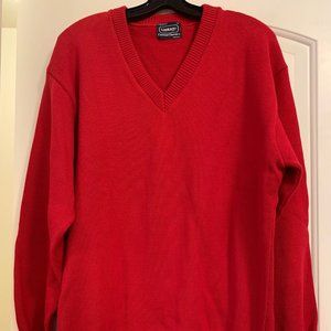 Men's Red Vantage Custom Classic V-Neck Pullover Sweater, Large